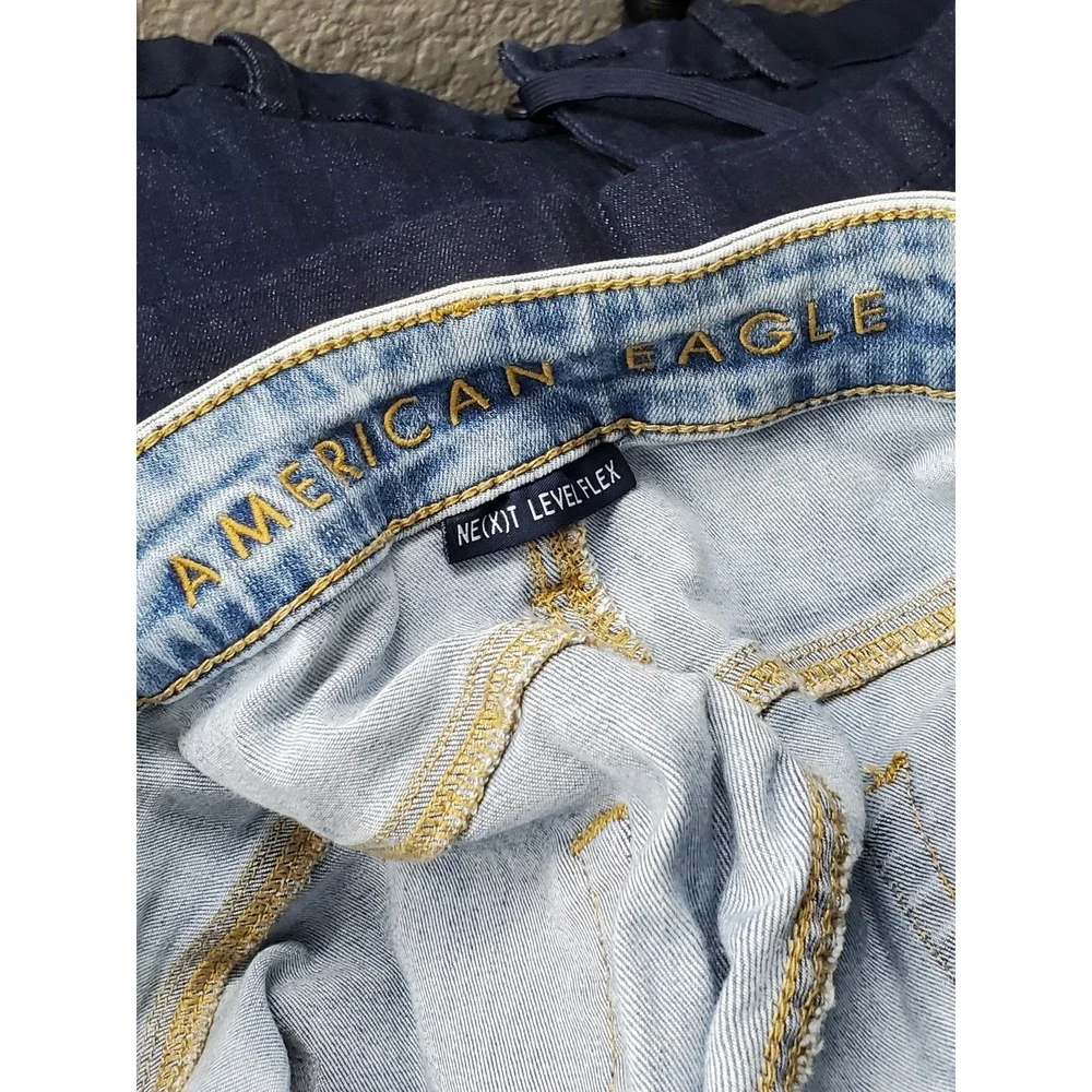 American Eagle Men Jeans 34X32 Blue Denim Next Level Flex Skinny Grunge READ